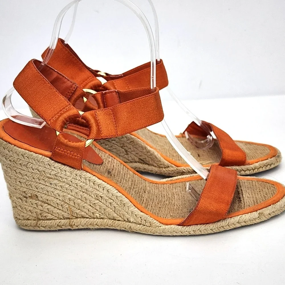Lauren Ralph Lauren Indigo Espadrille Wedge Sandal Orange 9.5